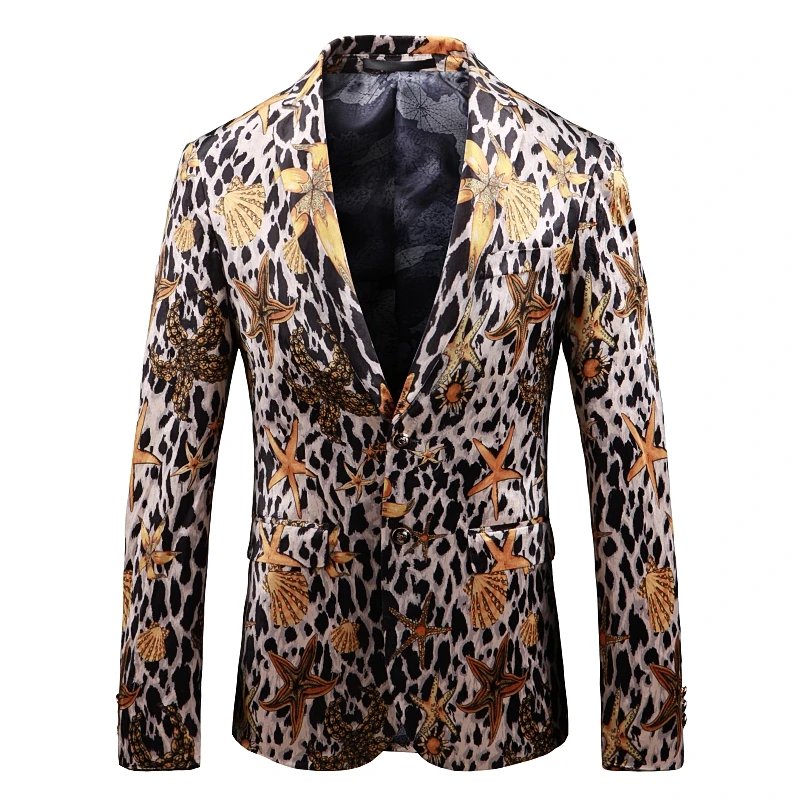 

spring new 2019 3d print leopard mens casual blazer jacket plus size 5xl suit jacket for men long sleeve