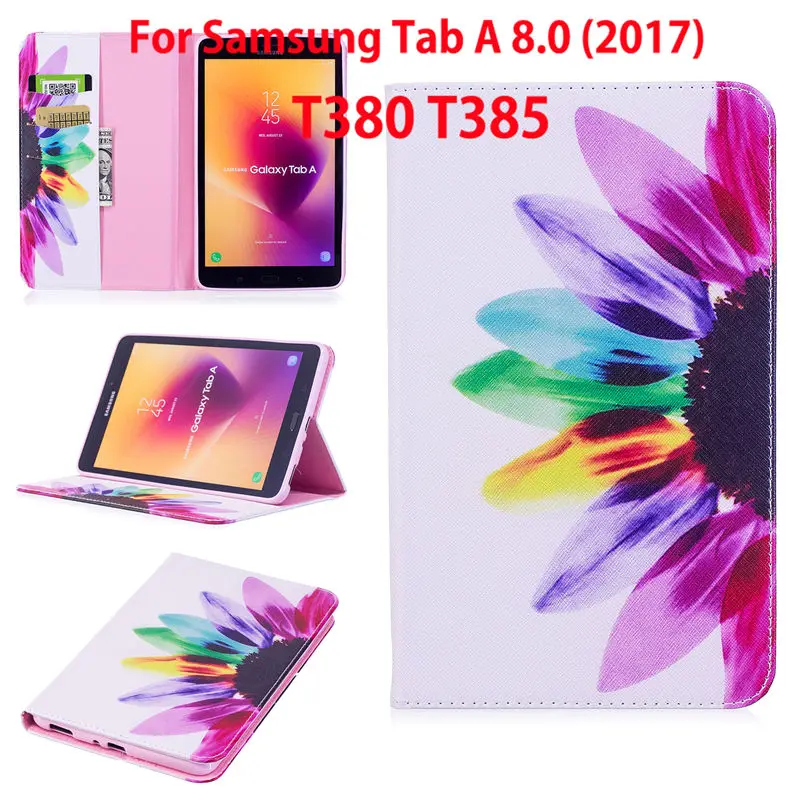 Модный чехол с рисунком панды и совы для samsung Galaxy Tab A 8,0 SM-T380 T385 8,", умный чехол, чехол для планшета+ пленка+ ручка - Цвет: L002