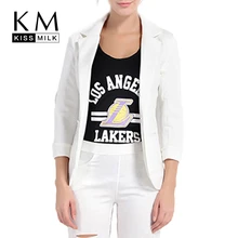 Kissmilk Plus Size Women Basic Office Lady Solid White Loose Coat Jacket Casual Turn Down Collar Long Sleeve Tops Blazer Kissmilk Plus Size Women Basic Office Lady Solid White Loose Coat Jacket Casual Turn Down Collar Long Sleeve Tops Blazer