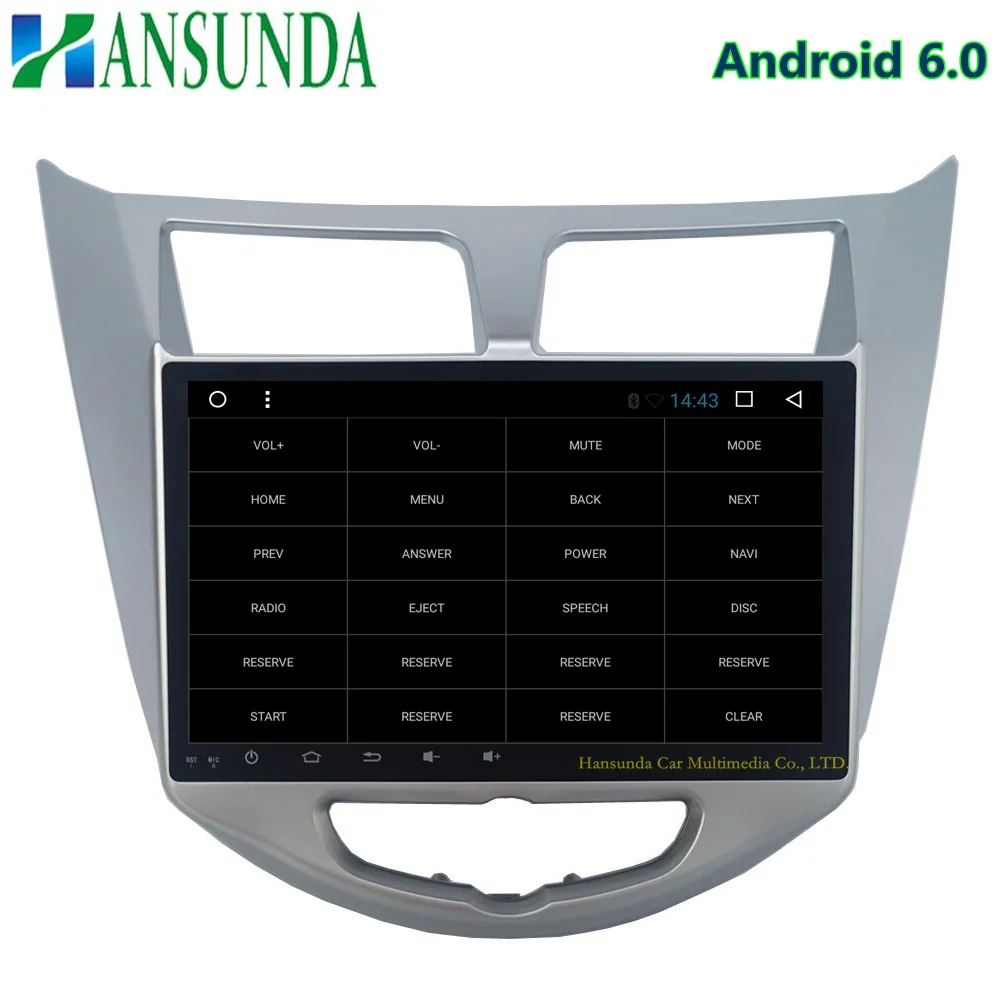 Sale Android 6.0 HD 1024 X 600 Capacitive screen Car DVD For Hyundai Solaris /Accent  Verna with 3G 4G WIFI GPS free map mirror link 4