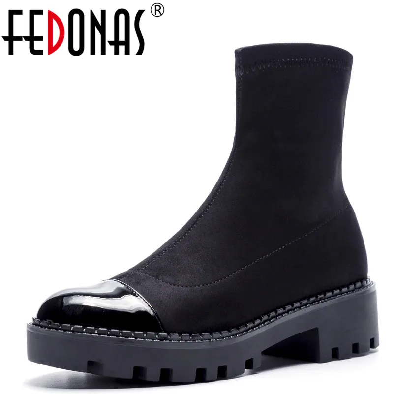 

FEDONAS 1Fashion Women Ankle Boots Autumn Winter Warm Square Heels Shoes Casual Basic Round Toe Top Quality Shoes Woman Pumps
