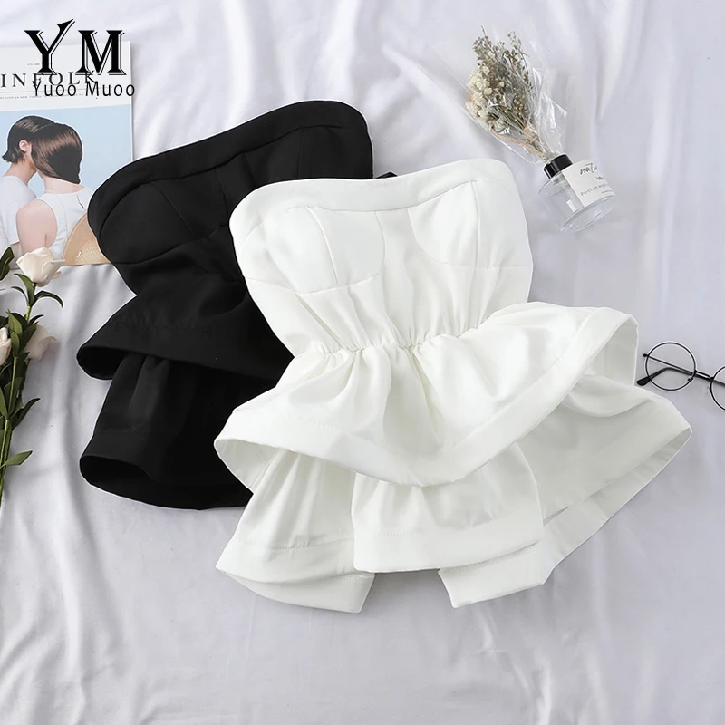 

YuooMuoo Hot Off Shoulder Ruffle Top Women 2020 High Quality Comfy Summer Shirt Elegant High Waist Wrap Blouse Ladies Tops