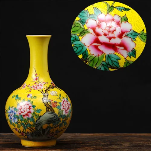 Antique Enamel Porcelain Vase Handpainted Flowers Birds Collection Vases Household Furnishing Articles Porcelain vase 1