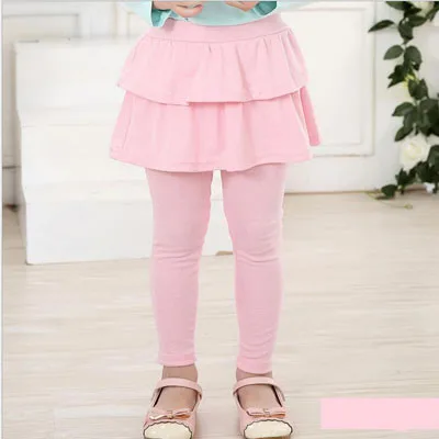 VEENIBEAR/Теплые весенние хлопковые леггинсы для девочек; юбка-брюки; Многослойная юбка-пачка; детские леггинсы; Штаны для маленьких девочек; От 3 до 11 лет - Цвет: pink