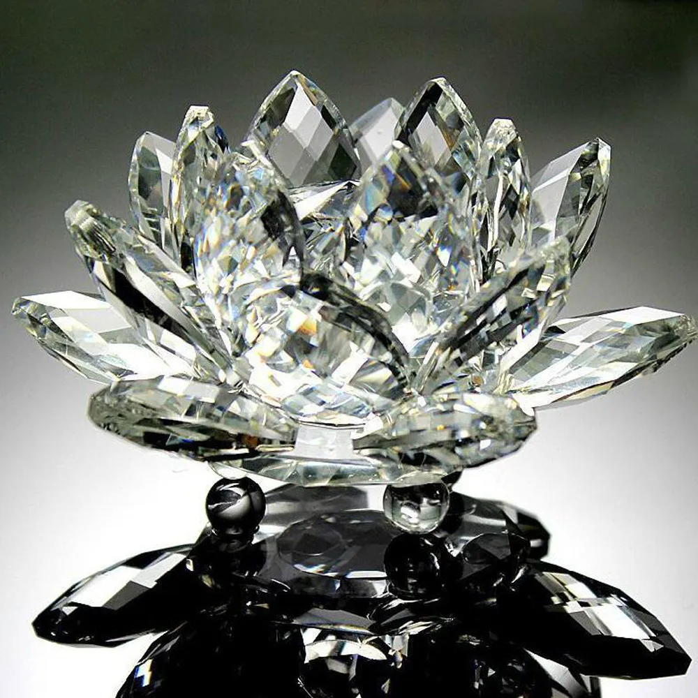 

home decoration accessories maison Figure Lotus Crystal Glass home decor Paperweight Ornament Feng Shui Decor Collection F724