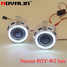 ROYALIN Новые W2 2.5 дюймов Галогенные H1 Bi Xenon Проектор Фары Линзы с 70 мм COB Angel Eyes Привет/lo для H4 H7 Автомобильные Фары