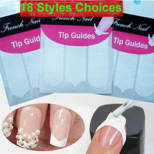 

2 sheets/lot !18 Styles! Nails Art Stickers French Tips Guides Manicure Nail Decals Form Fringe Guides DIY Styling Beauty Tools