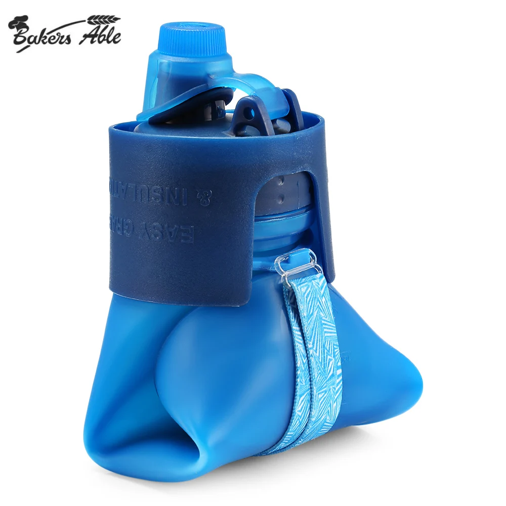 500ML Collapsible Silicone Water Bottle Silicone Folding Kettle Outdoor