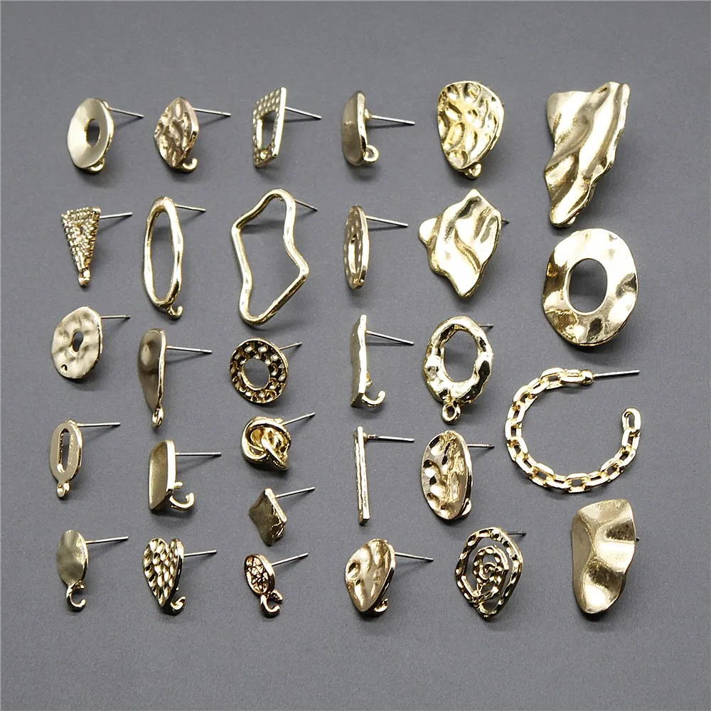 

2pcs Earrings Jewelry Findings & Components Earring Making Accessories Golden Distorted Earrings Base Connectors Linker