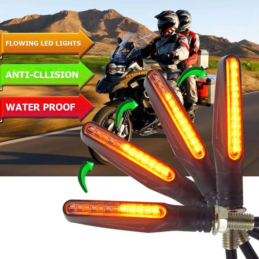 

Motorcycle Turn Signal Light Flexible 12 LED Turn Signals Indicators Blinkers FOR benelli trk502 gsx-s1000 cbr650f africa twin