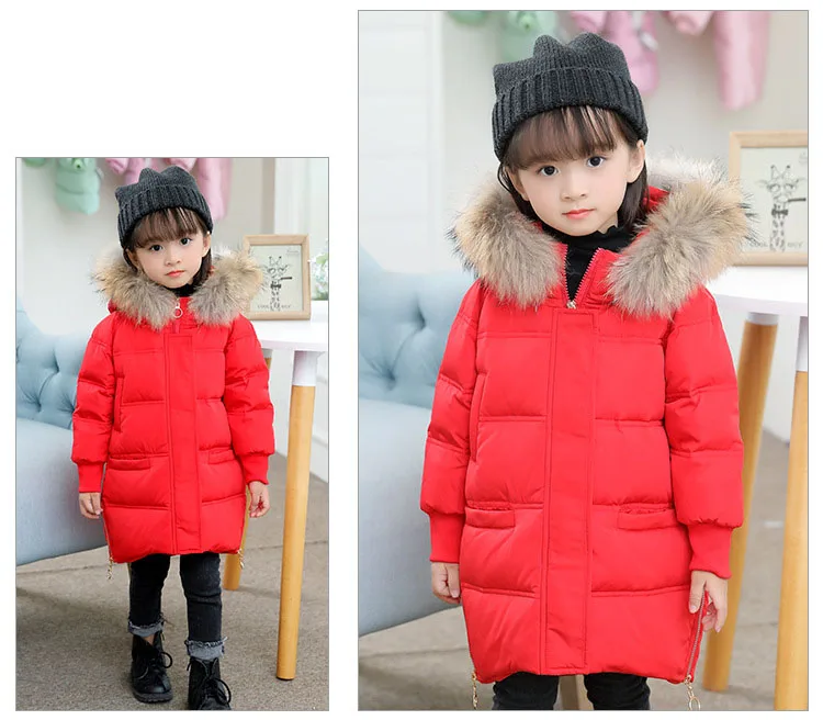 -30  degrees girls winter jackets fur hooded duck down jacket for girl clothes thick kids outerwear warm children coat parka 2017  4 5 6 7 8 9 years  little baby girls winter jackets for teenage girls winter jacket girls coat    (7)