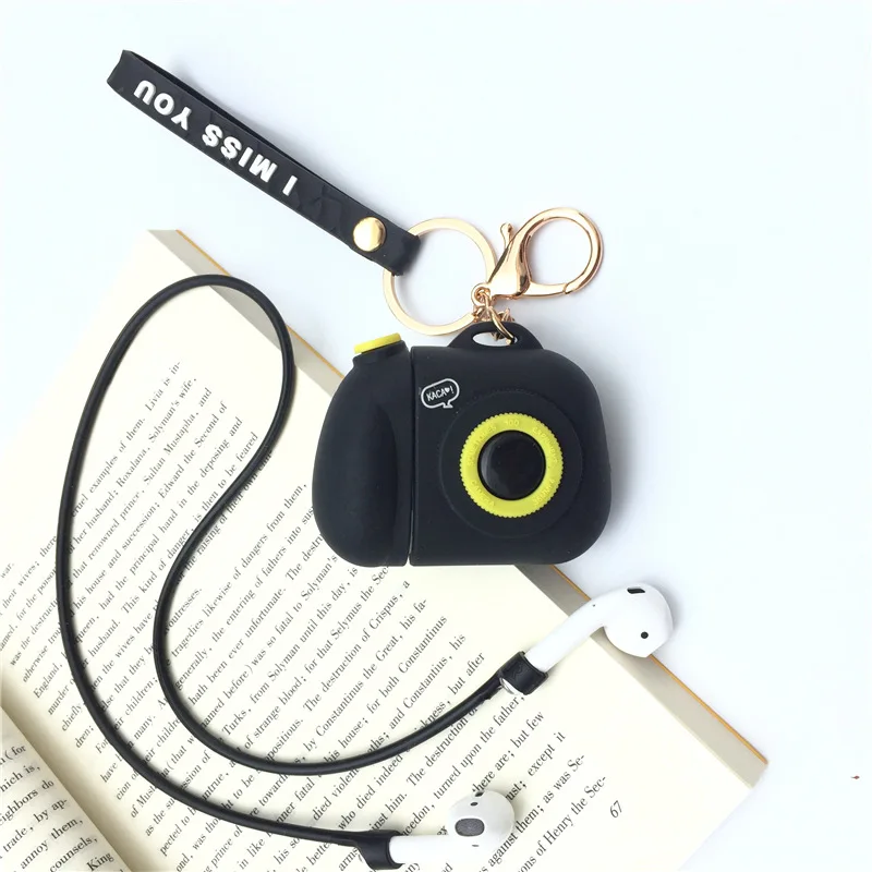 Bluetooth Wireless Shockproof Shell For Earphone Airpod Case Cartoon Silicone Box For Apple Airpods Protective Cover Key Ring (8)