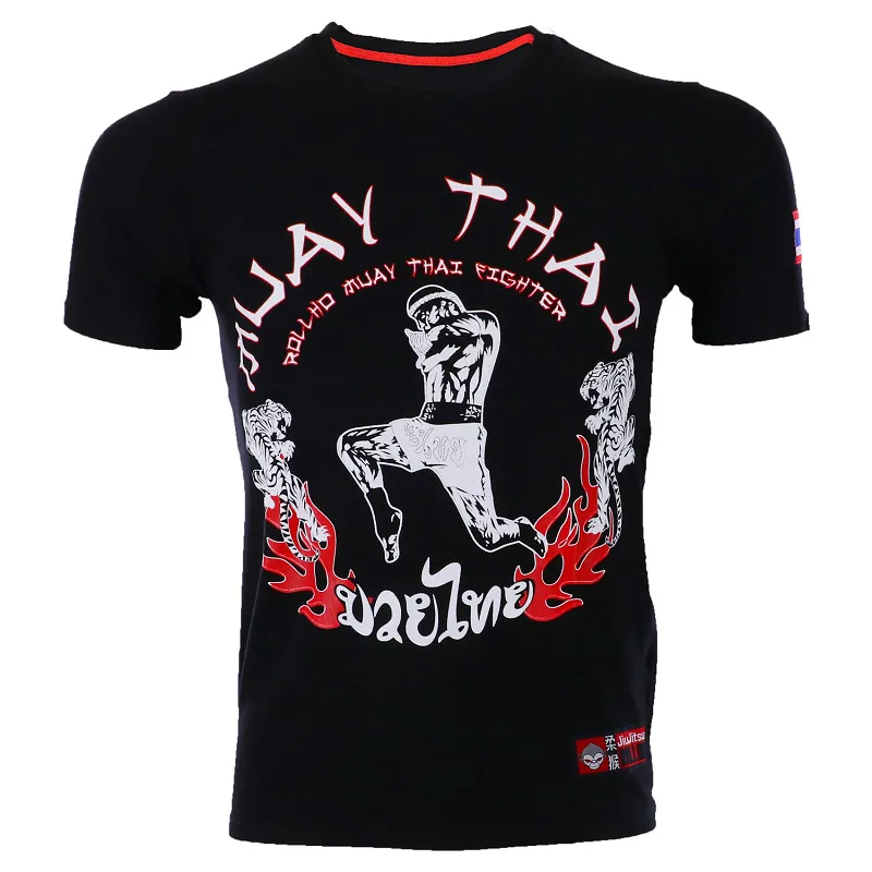 ROLLHO MMA одежда рубашки Рашгард Фитнес Базовый слой кожи туго тяжелого подъема для мужчин боевые футболки Муай Тай шорты Боксеры - Цвет: Черный