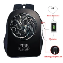 Красивая Игра престолов рюкзак USB зарядка Рюкзак Школьные сумки usb зарядка школьные сумки красивый рюкзак для подростков