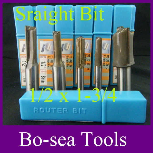 10 pieces/lot Router Bits Straight Bit 1/2 Shank 1 3/4 Blade Tungsten Carbide 2 Flutes CM
