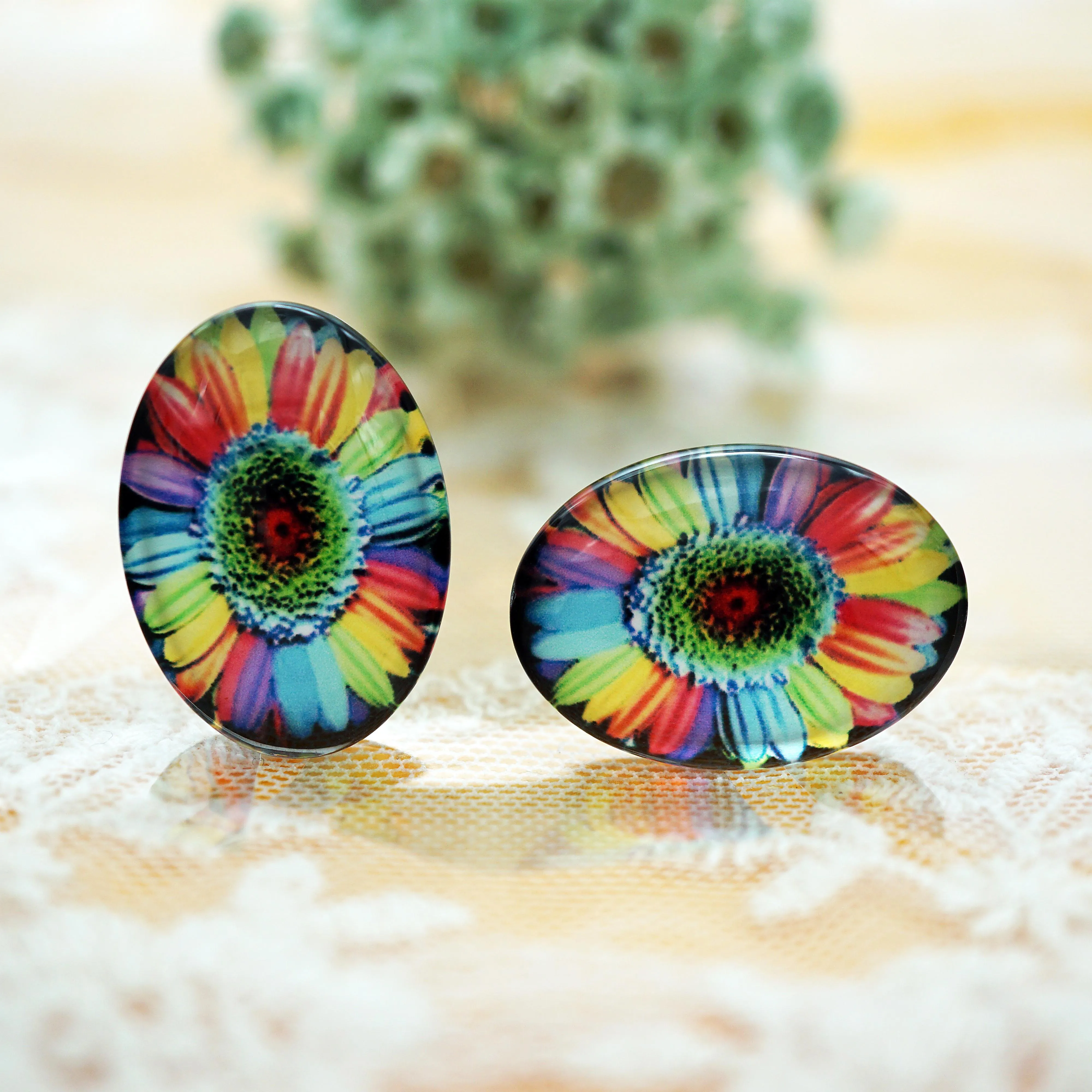 

10PCS/lot oval 13MM X 18MM/10MM x 14MM Glass Cabochon for bracelet necklace earring rings brooch DIY Jewelry hand made supply