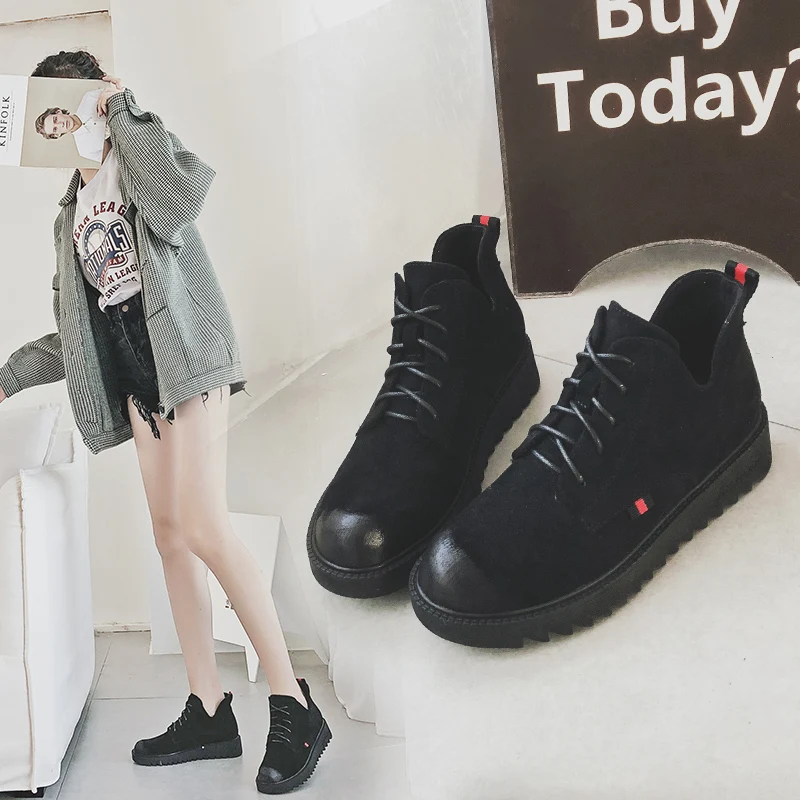 

MYCORON 2018 Top Quality Women Genuine Leather Handmade Short Lace-Up Ankle Boots Winter Plush Ladies Shoes Dames Schoenen