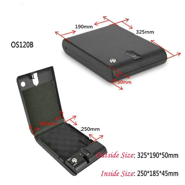 Fingerprint Safe Box Solid Steel Security Key Gun Valuables Jewelry Box Protable Security Biometric Fingerprint Safes OS120B (11)