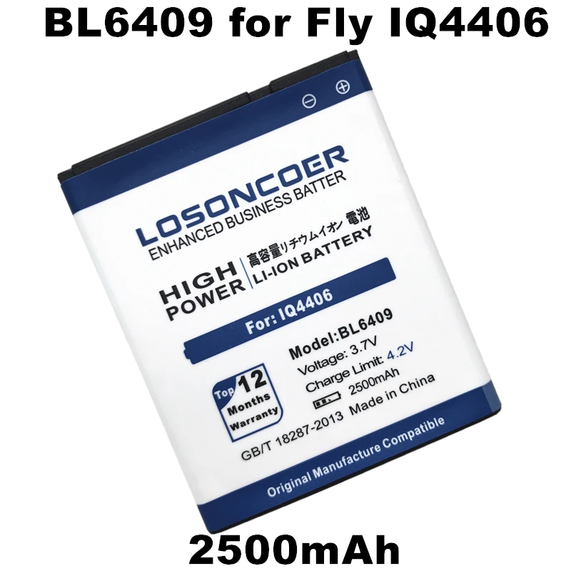 

LOSONCOER 2500mAh BL6409 High Quality BL 6409 Battery for Fly IQ4406 IQ 4406
