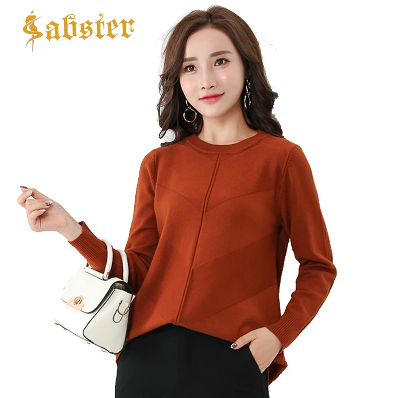

Autumn Winter Thick Sweater Pullovers Loose Long Sleeve Casual Warm Basic O-neck Knitted Pull Female Tops XZ525