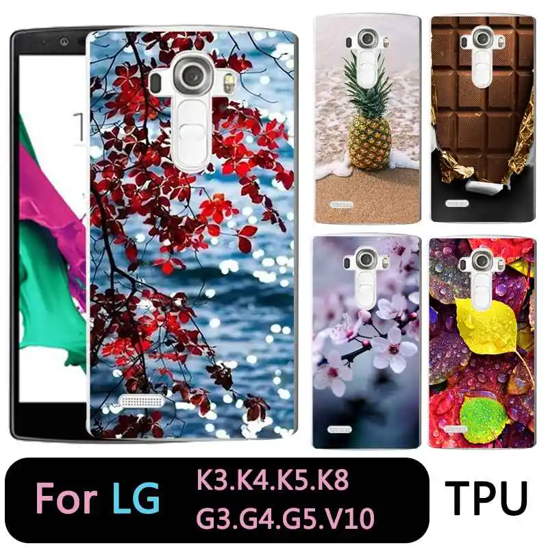 

QMSWEI TPU Transparent Phone Case For LG K3 K4 K5 K8 Flora Chocolate Silicone Pineapple Printed Silicone Cover For G3 G4 G5 V10