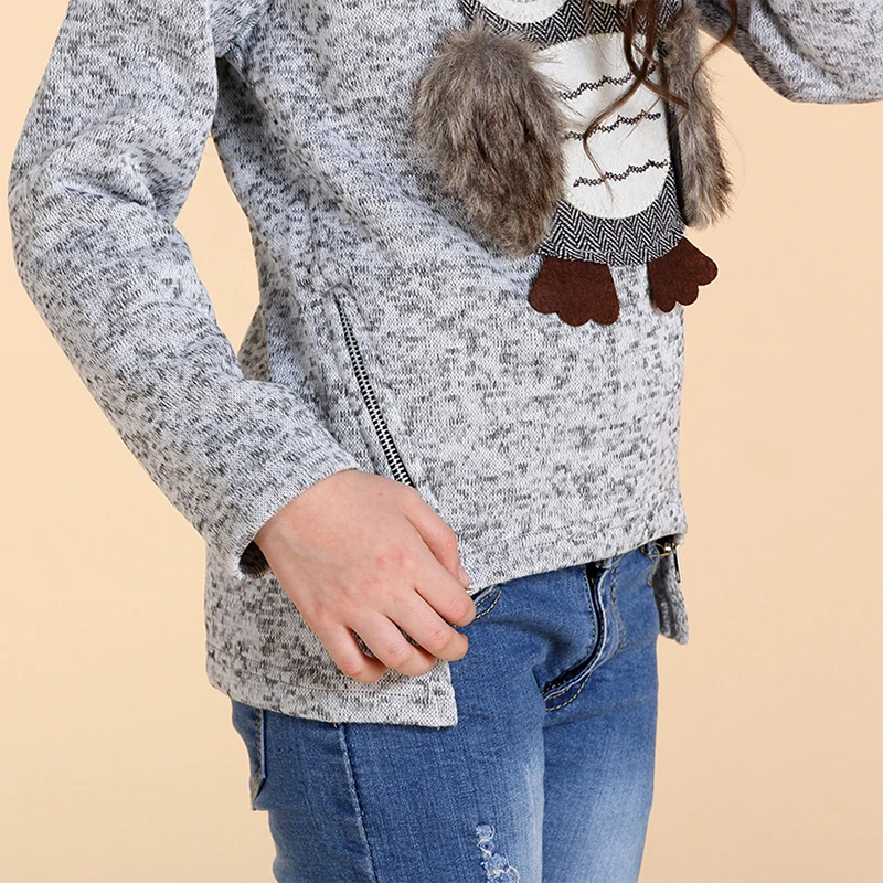 AuroraBaby/свитер на молнии для девочек и мальчиков, пальто с совой одеждой для девочек и мальчиков, теплая одежда на осень и зиму