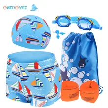 Детский купальный костюм, комплект из 6 предметов плавки из полиэстера для мальчиков от 3 до 10 лет детский купальник, детская одежда для пляжа, купальный костюм