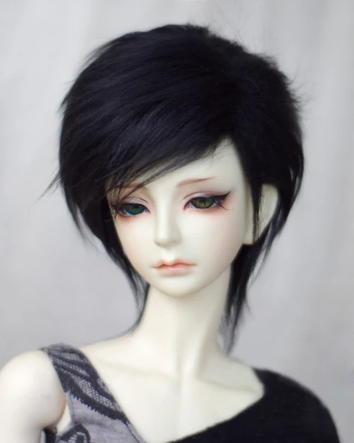 BJD кукла натуральный мех парик для 1/3 1/4 1/6 BJD DD SD MSD MDD YOSD кукла черный средней длины на меху парики кукла