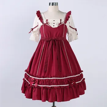 

2019 Real The New Japanese Soft Sister Humanoid Division Improved Op Section Of Tall Waist Lolita Dresses With Short Sleeves