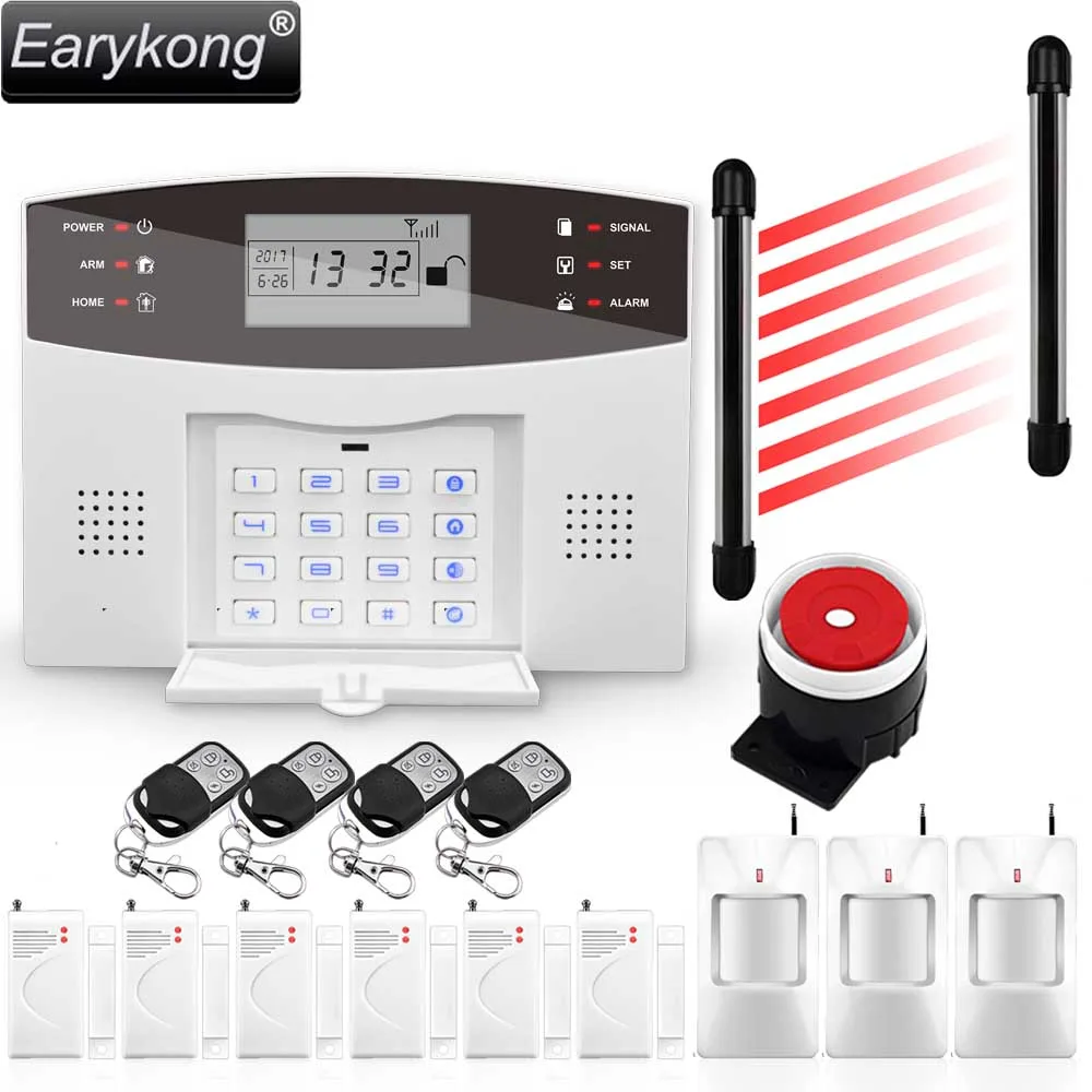 

New Earykong Wireless GSM Alarm System LCD Keyboard Door Winodw Beam PIR Sensor Alarm M2B