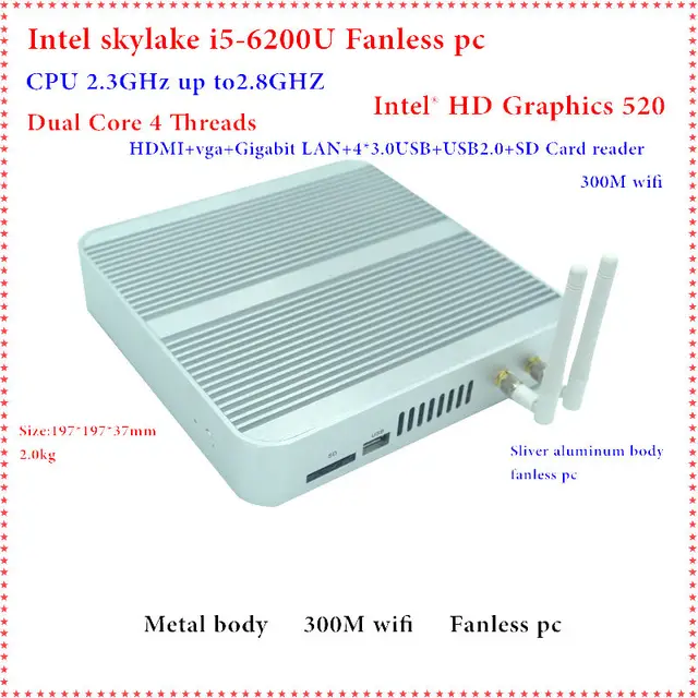 Cheap 6GEN Skylake Minipc Intel I5 6200U Intel HD Graphics 520 Fanless I5 Barebone Mini Pc Windows 10 4K VGA HDMI Mini Nettop Htpc Cheap 6GEN Skylake Minipc Intel I5 6200U Intel HD Graphics 520 Fanless I5 Barebone Mini Pc Windows 10 4K VGA HDMI Mini Nettop Htpc