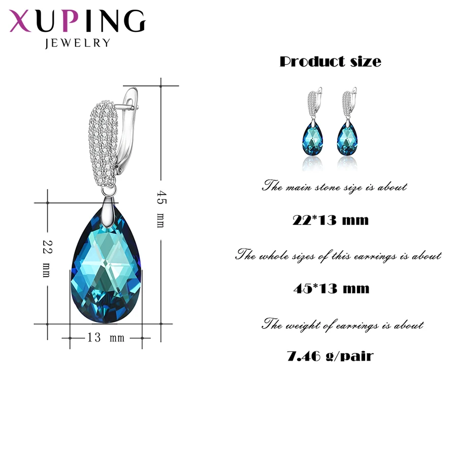 Xuping 11,11, серьги в форме капли воды, кристаллы от Swarovski, элегантные ювелирные изделия для девушек, женские вечерние серьги, изысканный подарок, M62-20491