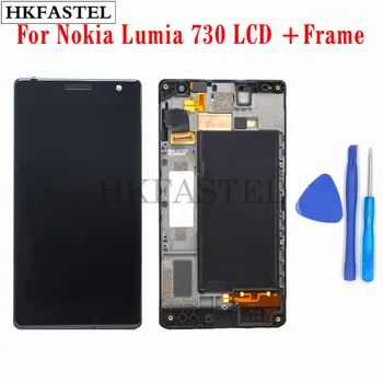 

HKFASTEL LCD For Nokia Lumia 730 Dual SIM RM-1040 LCD Display Touch Screen Digitizer Glass Outer + Front Frame Cover Panel tools