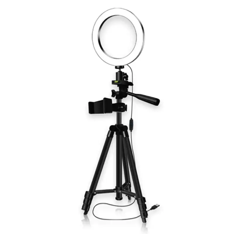 Ring Fill Light Dimmable LED Studio Camera Video Light Annular Lamp with Tripod Phone Clip for Smartphone Selfie Live Show - Цвет: 7.9in