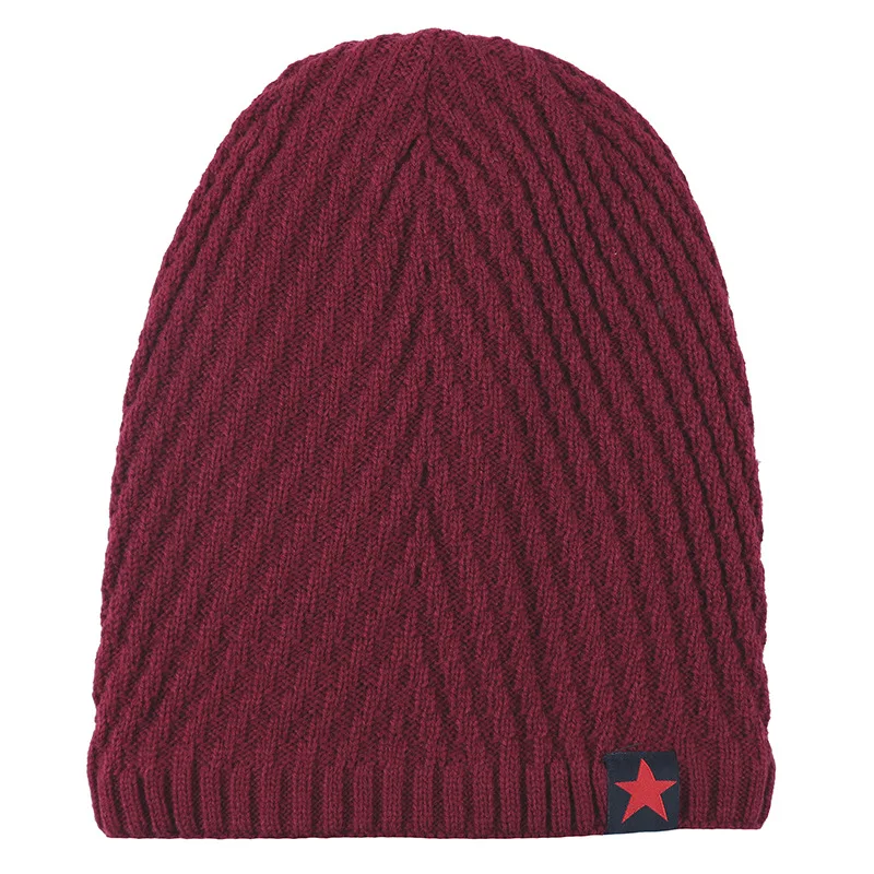 Men Skullies Beanies Knitted Hat Winter Plus velvet thickening Hats Plain Warm Male Gorros ski Bonnet outdoor Solid color Z59