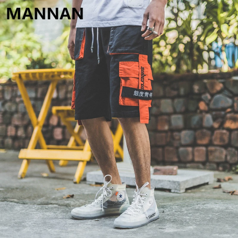 

MANNAN Side Ribbon Multi Pockets Cargo Shorts Mens Casual Summer Hip Hop Baggy Streetwear Shorts Male Joggers Short Trousers