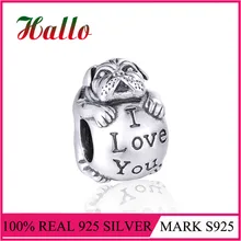 I Love You подвеска-талисман в виде собаки Европейские Бусины-Пригонки талисманы Серебро 925 браслет pulseras поставки для ювелирных изделий оптом bijuterias