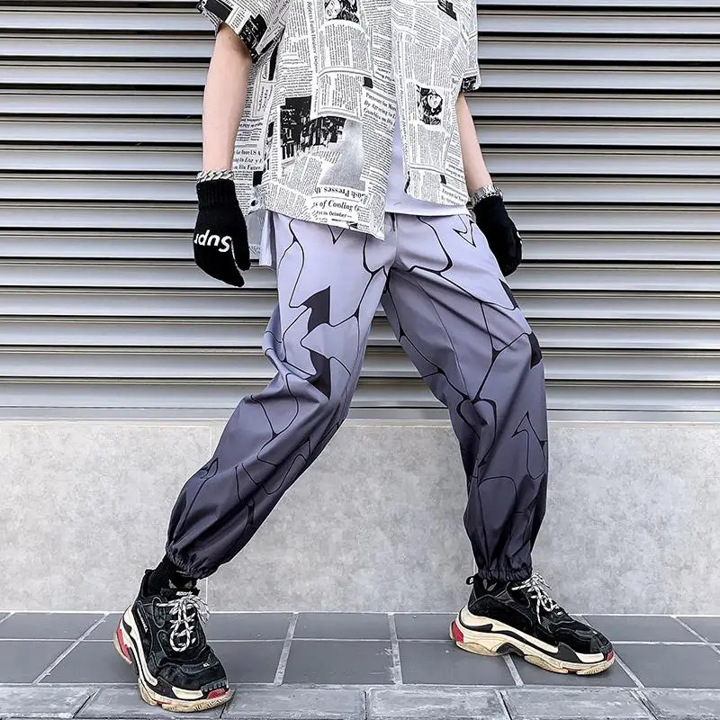 Летние цветные узкие парные брюки в стиле хип-хоп Harajuku спортивные штаны для бега повседневные градиентные штаны - Цвет: Фиолетовый