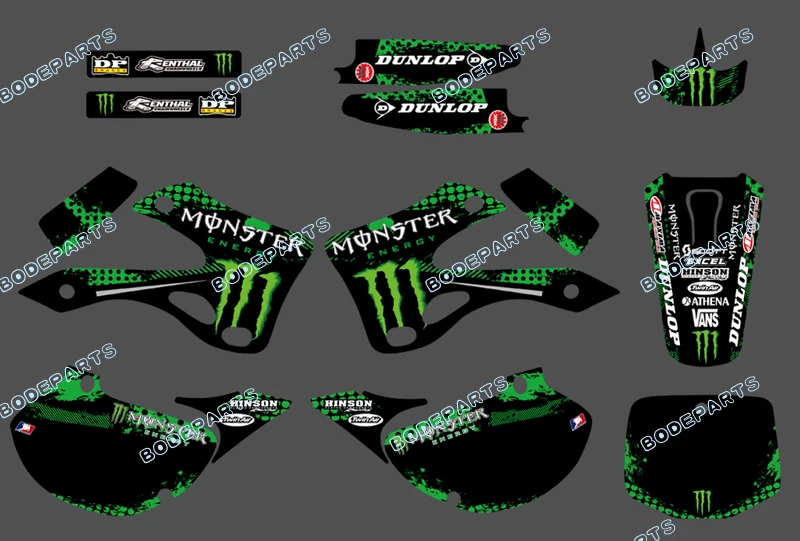 

DST 224 New Style TEAM Motorcycle GRAPHICS & BACKGROUNDS DECALS STICKERS Kits for KAWASAKI KX125 KX250 1999 2000 2001 2002