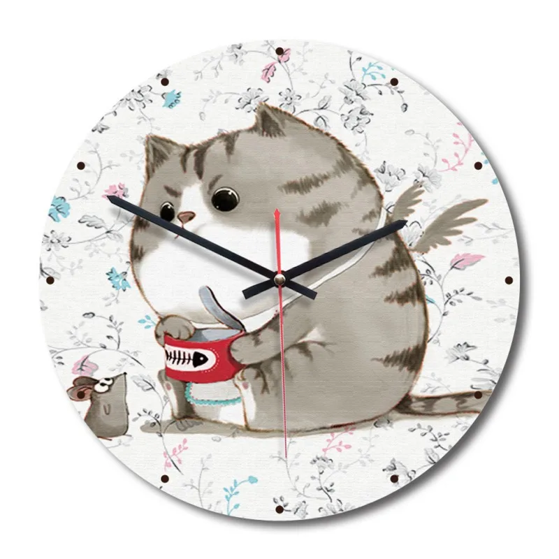 

1PC Nordic Wooden Cartoon Wall Clock Round Basswood Fashion Wall Watch Unique Gift For Children Horloge Murale