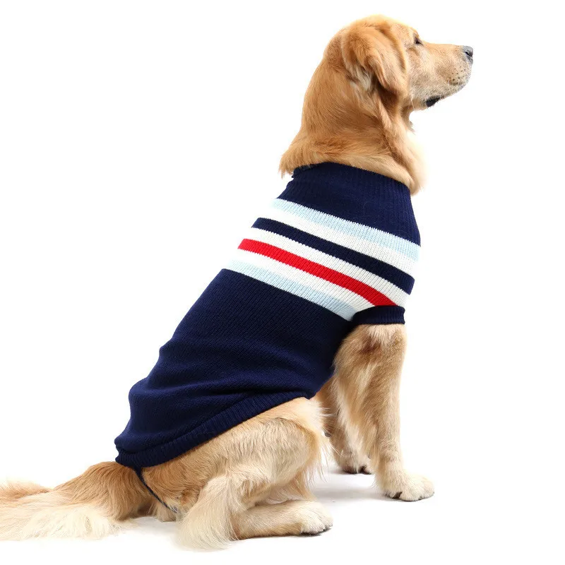 

Stripped Warm Sweaters for Dogs Handcraft Woolen Material Dog Clothes for Labrador Spring Autumn Dog Clothing TY001