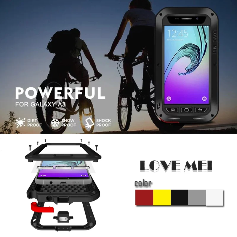 bilder für Liebe Mei fall für samsung galaxy a3 2016 wasserdicht Stoßfest metall abdeckungs-fälle für samsung a3 a3100 Ausgeglichenes fall bilder für Liebe Mei fall für samsung galaxy a3 2016 wasserdicht Stoßfest metall abdeckungs-fälle für samsung a3 a3100 Ausgeglichenes fall