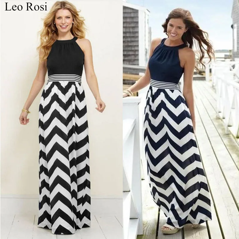 

Leo Rosi Korean Women Summer Cotton Blue Striped Long Dress Female Long Bodycon Plus Size Vestido Robe Femme Ete Sukienki DT94