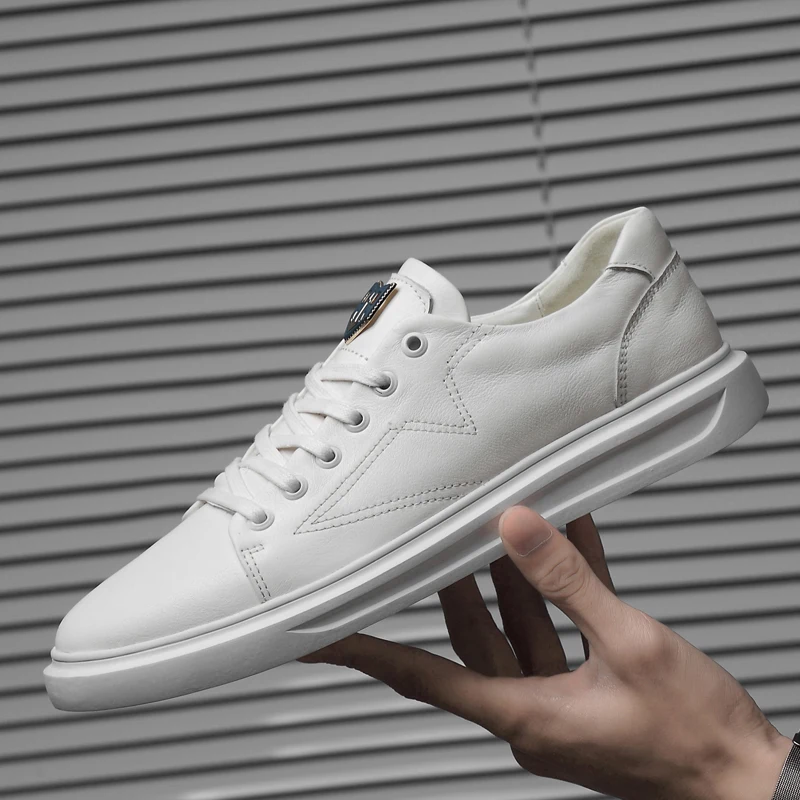 

New Men Shoes Casual Man Business Office Shoes Spring Soft Bottom Lace Up Flat Shoe Non Slip Cow Genuine Leather Casual Shoes