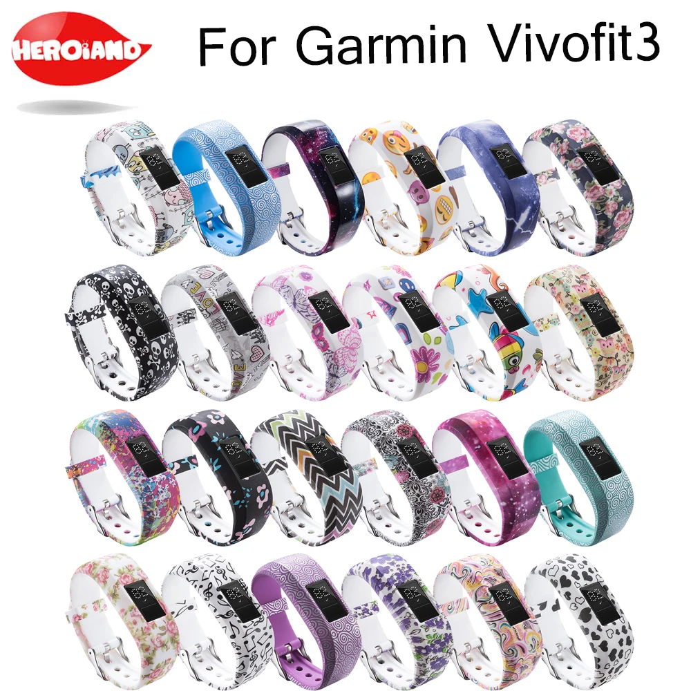 

NEW Silicone Bracelet Wristband for Garmin Vivofit 3 Soft Replacement Decorative Pattern Adjustable Strap for Garmin JR /JR2