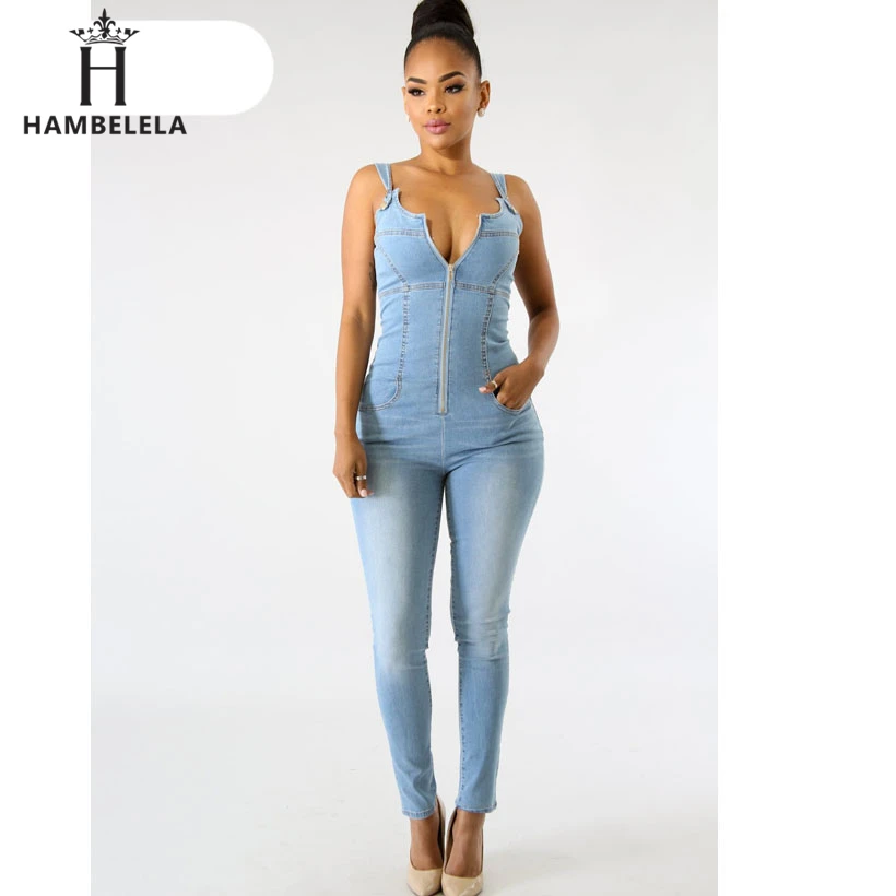HAMBELELA Summer Autumn Casual Jumpsuit V Neck Zipper Sleeveless Bodycon Bodysuit 2018 Jeans Denim Overalls Women Rompers (7)