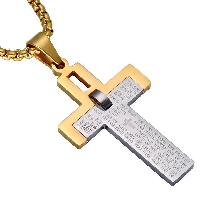 

3 Color Men, Stainless Steel Cross Necklace Pendant, European and American Style Religious Jewelry Gifts#188