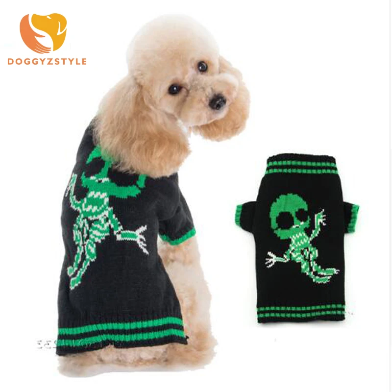 Halloween Skulls Dog Cat Sweater Jumper Winter Pet Puppy Coat Jacket