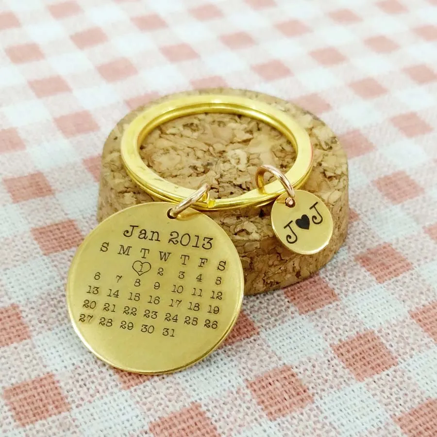 Personalized Calendar Keychains Custom Initials Name Key Chain Calendar
