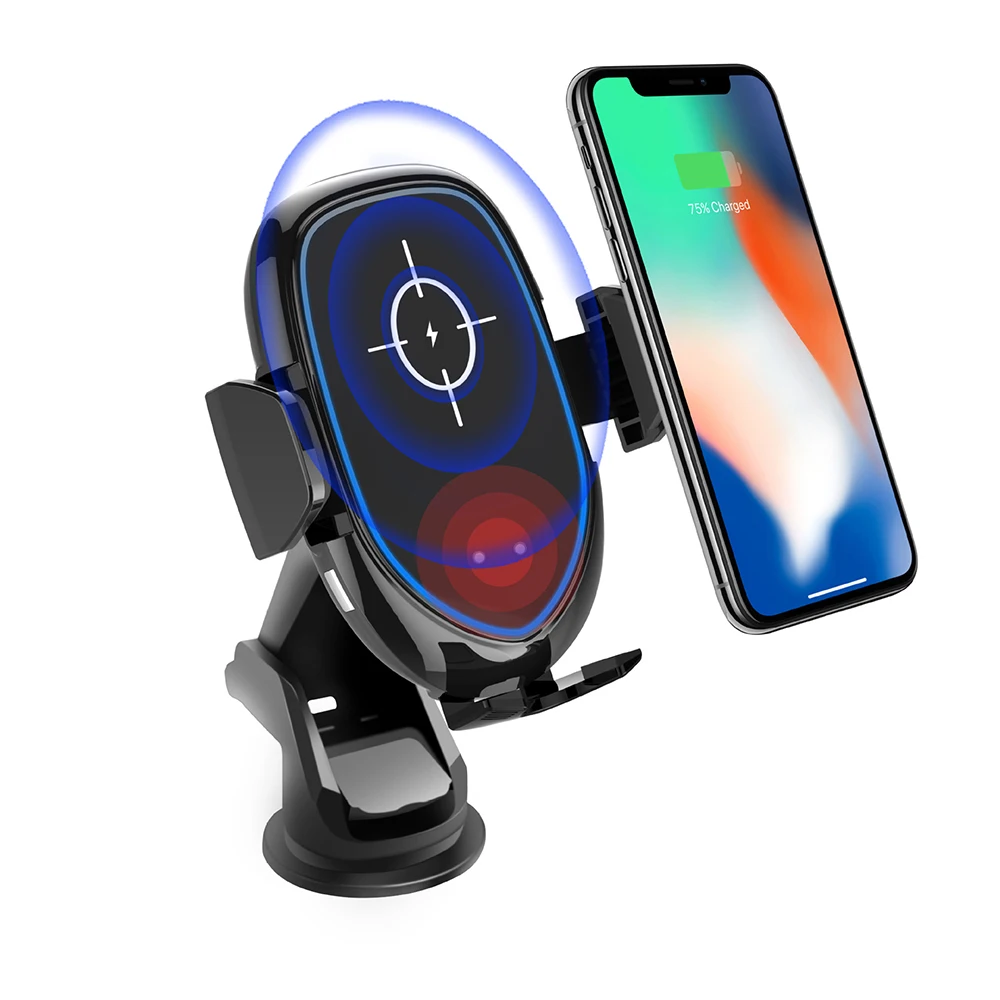

Qi Wireless fast Charger Car for iPhone 8 X XS Max XR for Samsung S10 9 Mobile Phone automatic clamping Charging Bracket station